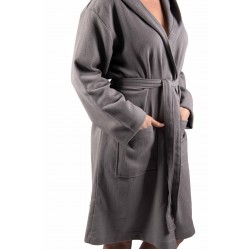 Dames en Heren Badjas, Lichtgewicht - Dunne Badjas, Sauna Badjas, Ochtend Badjas,100% van Katoen, Kleur Grijs 