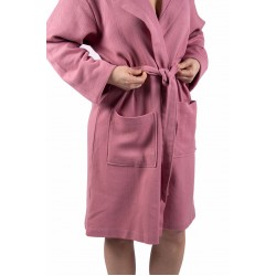 Badjas Roze – Lichte Wafelstructuur  - Dunne Badjas– Met Capuchon – 100% Katoen