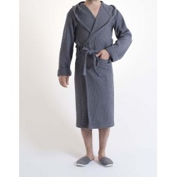 Sauna Wafel badjas , 100%  Van Katoen Dun, Antraciet, Dames en Heren 