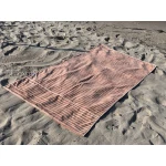 XXL Handdoek voor Strand, Sauna & Massage – Bruin Gestreept – Met Kussenuitsparing & Telefoonzakken