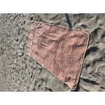 XXL Handdoek voor Strand, Sauna & Massage – Bruin Gestreept – Met Kussenuitsparing & Telefoonzakken