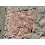 XXL Handdoek voor Strand, Sauna & Massage – Bruin Gestreept – Met Kussenuitsparing & Telefoonzakken