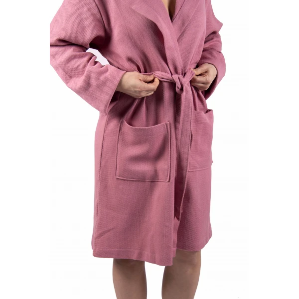 Badjas Roze – Lichte Wafelstructuur  - Dunne Badjas– Met Capuchon – 100% Katoen