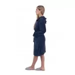 Dames jersey badjas  met ritssluiting en capuchon Marineblauw