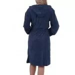 Dames jersey badjas  met ritssluiting en capuchon Marineblauw