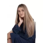 Dames jersey badjas  met ritssluiting en capuchon Marineblauw