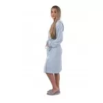 Dames Jersey Badjas met Ritssluiting en Capuchon – Lichtblauw/Mint