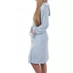 Dames Jersey Badjas met Ritssluiting en Capuchon – Lichtblauw/Mint
