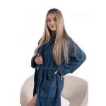 Luxe Petrol Bamboe Badjas – Zijdezacht, Ademend & Duurzaam
