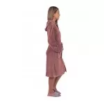 Dames jersey badjas  met ritssluiting en capuchon Poeder Roze