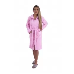 Dames Badjas met ritssluiting van Bamboe, Roze 