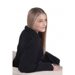 Dames Badjas met ritssluiting van Bamboe, Zwart