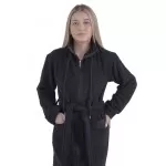 Dames Badjas met ritssluiting van Bamboe, Zwart
