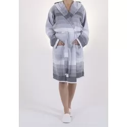Sauna Badjas, 100% Katoen Extra Dun  Antraciet Grijs  Wit 