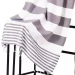 Hamamdoek, Antraciet Wit gestript , 95 x 175 cm Dun