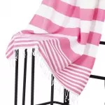 Hamamdoek, Roze Wit  gestript , 95 x 170cm Dun