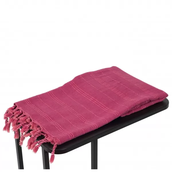 Hamamdoek,Stonewashed,Denim, Rood, 85x165 cm.