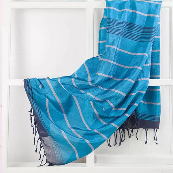 Hamamdoek, X.ZIIR Zijde, blauw, 190x90 cm.
