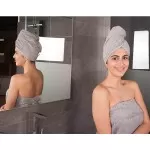 Luxe Haarhanddoeken van Bamboe – Set van 2 | Sauna & Douche | 30x70 cm | Grijs