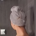 Luxe Haarhanddoeken van Bamboe – Set van 2 | Sauna & Douche | 30x70 cm | Grijs