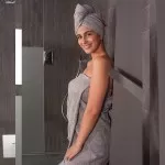 Luxe Haarhanddoeken van Bamboe – Set van 2 | Sauna & Douche | 30x70 cm | Grijs