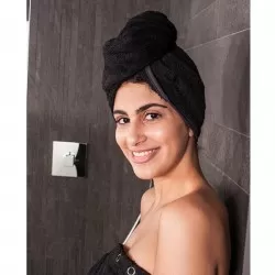 Luxe Haarhanddoeken van Bamboe – Set van 2 | Sauna & Douche | 30x70 cm | Zwart