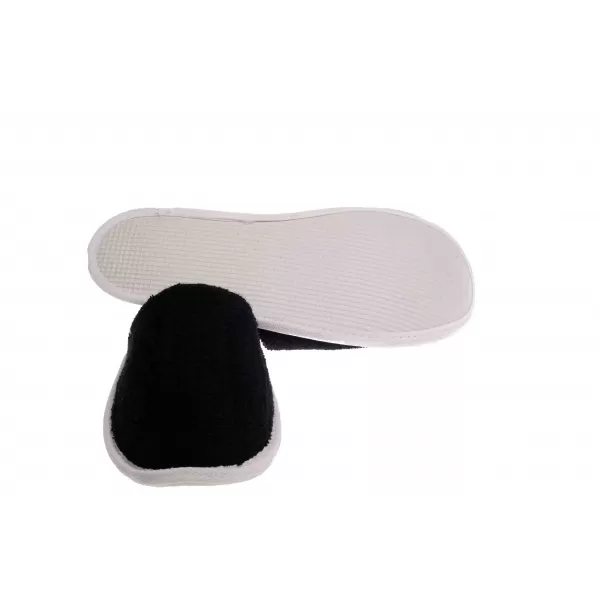 Sauna Slippers BAMBOE  Badstof Dichte Teen Zwart, een maat  38/41
