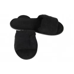 Sauna Slippers BAMBOE Badstof Open Teen Zwart